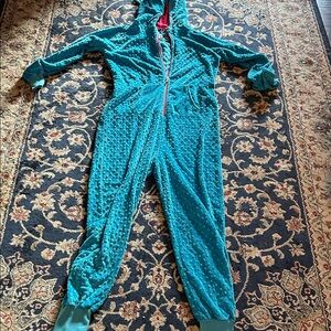 Women's Teal Hooded Pajama Onesie